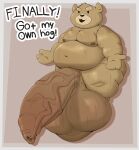 2026 animate_inanimate anthro balls bear belly big_balls big_penis black_nose bodily_fluids brown_body brown_fur dialogue digital_drawing_(artwork) digital_media_(artwork) english_description english_text exclamation_point eyebrows foreskin fur genitals hi_res huge_balls huge_penis hyper hyper_balls hyper_genitalia hyper_penis living_plushie male mammal navel nipples open_mouth overweight overweight_anthro overweight_male penis plushie rokie38 scrotum_flap seam_(sewing) solo stitch_(sewing) sweat sweaty_balls sweaty_body sweaty_genitalia sweaty_legs sweaty_thighs ted_(ted) teddy_bear_(species) text thick_thighs unretracted_foreskin vein veiny_penis