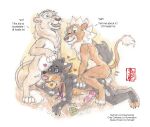 akela_vincent animal_genitalia animal_penis anthro anthro_on_feral balls bestiality blush blush_lines bodily_fluids butt canid canine canis claws clay_calloway_(sing) collar cum cum_in_ass cum_in_mouth cum_inside cum_on_butt cum_on_ground doggystyle dreamworks ejaculation eyewear father_of_the_pride felid feline feline_genitalia feline_penis fennec_(artist) feral from_behind_position genital_fluids genitals glasses group heart_symbol humping illumination_entertainment jewelry licking lion male male/male mammal mounting multiple_orgasms necklace nude oral orgasm painting_(artwork) pantherine penile penis penis_lick precum sarmoti sex sing_(movie) sound_effects text tongue tongue_out traditional_media_(artwork) trio watercolor_(artwork) wearing_glasses wolf