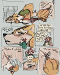 ambiguous_gender anthro attakoii blush bottomwear canid canine clara_(attakoii) clothed clothing comic dialogue digital_media_(artwork) distracted distracted_sex english_text extreme_size_difference female female_anthro fox fur genitals group hair hi_res human human_on_anthro interspecies larger_anthro larger_female macro macro_anthro macro_female mammal melon_(attakoii) micro_abuse outside penetration ponytail red_hair simple_background size_difference smaller_ambiguous smaller_female smaller_human speech_bubble tail tan_body tan_fur text thick_thighs topwear trio unbirthing vaginal vore vulva wide_hips