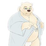  1:1 2021 anthro areola asian_clothing belly blush bulge clothing east_asian_clothing eyewear fundoshi glasses hi_res japanese_clothing k_gutless kemono leib_(tas) male mammal moobs nipples overweight overweight_anthro overweight_male polar_bear robe simple_background solo tokyo_afterschool_summoners underwear ursid ursine video_games white_background 