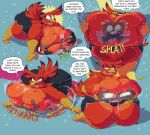 2026 4_fingers 4_toes anthro avian beak between_breasts big_breasts blue_bottomwear blue_clothing blue_jeans blue_pants bodily_fluids boob_crush bottomwear bra_transformation breast_squish breasts buckteeth clothing clothing_transformation crush denim denim_bottomwear denim_clothing dialogue dominant dominant_anthro dominant_female duo ear_piercing ear_ring english_text entrapment european_mythology exercise eyelashes feet female fingers flattened flattening_fetish fur greek_mythology grey_body grey_fur gulpspooky hi_res huge_breasts jeans male male/female mammal micro mouse mouse_(gulpspooky) mouse_spooky multiple_ear_piercings multiple_ear_ring murid murine mythological_avian mythological_bird mythological_creature mythological_firebird mythology overweight overweight_anthro overweight_female pants phoenix piercing pink_tongue red_body red_fur ring_piercing rodent sequence size_difference smaller_male speech_bubble squashed_body squish sweat sweaty_breasts talons teeth text thick_thighs toes tongue transformation trapped_between_breasts trapped_in_boobs trapped_in_breasts wide_hips workout workout_clothing yellow_arms yellow_beak yellow_legs