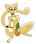 2026 anthro breasts collarbone digital_drawing_(artwork) digital_media_(artwork) digitigrade feet felid female female_anthro food fruit fur gatonejo hi_res katia_managan khajiit mammal medium_breasts microsoft monotone_body monotone_fur naturally_censored nipple_tuft nude nude_anthro nude_female pineapple plant prequel_adventure simple_background slim slim_female solo tail the_elder_scrolls tuft white_background yellow_body yellow_eyes yellow_fur