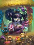 2024 absurd_res anthro anzka bear black_body black_hair blizzard_entertainment blue_eyes breasts clothing digital_media_(artwork) female hair hearthstone hi_res holding_object looking_at_viewer mammal official_art open_mouth pandaren pink_clothing pirate_hat sculpture smile solo statue warcraft white_body