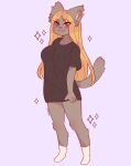 2024 4_fingers anthro artist_name big_breasts black_clothing black_shirt black_topwear blonde_eyebrows blonde_hair blue_eyes blush blush_lines breasts cheek_tuft clothed clothed_anthro clothed_female clothing colored digital_drawing_(artwork) digital_media_(artwork) domestic_cat ear_piercing ear_ring ear_tuft english_description eyebrow_through_hair eyebrows eyelashes eyelashes_through_hair facial_tuft felid feline felis female female_anthro fingers footwear full-length_portrait fur grey_body grey_fur grey_tail hair heart_symbol hi_res inner_ear_fluff kitty_(suzeart) knee_tuft leg_tuft light lighting long_hair looking_at_viewer mammal piercing pink_inner_ear pink_nose portrait purple_background ring_piercing shaded shirt simple_background smile smiling_at_viewer socks solo standing straight_arm straight_legs suzeart tail text topwear translucent translucent_hair tuft white_clothing white_footwear white_inner_ear_fluff white_socks