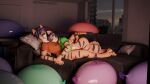 alex_(mrmeatlovers) anthro balls bell bell_collar big_balls big_penis blue_eyes blue_hair bodily_fluids bottomless clothed clothing collar condom crop_top cuddling cum digit_ring digitigrade duo excessive_cum excessive_genital_fluids eyewear felid filled_condom fur furniture genital_fluids genitals glasses gynomorph gynomorph/male hair hand_holding hi_res huge_balls huge_penis hyper hyper_balls hyper_genitalia hyper_penis inside intersex intersex/male jewelry julia_(mrmeatlovers) lying lying_on_chest lying_on_sofa male mammal mrmeatlovers on_sofa orange_body orange_fur pantherine penis ring sexual_barrier_device shirt sofa stripes sunset tail tiger topwear vein veiny_penis wedding_ring