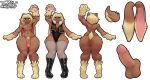  abs absurd_res big_butt boots brown_body brown_fur butt clothed clothing fishnet fishnet_legwear footwear fur genitals girly green_eyes hair hi_res jacket kotsu lagomorph legwear leotard leporid lopunny male mammal model_sheet navel nintendo nude penis pok&eacute;mon pok&eacute;mon_(species) scut_tail simple_background solo topwear video_games white_background wide_hips 