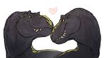 ambiguous_gender big_teeth black_body colored colored_sketch digital_drawing_(artwork) digital_media_(artwork) dinosaur duo eye_contact feral heart_symbol intraspecies looking_at_another markings nude prehistoric_species reptile saurischian scalie shaded simple_background sketch skific smile smiling_at_another smiling_at_each_other theropod tyrannosaurid tyrannosauroid tyrannosaurus white_background yellow_eyes yellow_markings