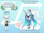 2026 3_toes 4_fingers absurd_res alolan_form alolan_ninetales alolan_vulpix anthro anthrofied belt big_ears biped blue_background blue_body blue_bracelet blue_claws blue_clothing blue_eyes blue_fur blue_inner_ear blue_legwear blue_nose blue_text bottomwear bracelet brown_bottomwear brown_clothing brown_shorts cellphone chart claws clothed clothed_anthro clothed_female clothing collared_shirt dipstick_tail directional_arrow electronics english_text evolution_chart evolutionary_stone eyelashes feet female fingers fire_stone fluffy fluffy_chest fluffy_tail forked_arrow fur generation_4_pokemon generation_7_pokemon gloves_(marking) gradient_background green_clothing green_eyes green_shirt green_topwear hair hand_behind_back hand_on_hip hi_res holding_object holding_phone ice_stone inner_ear_fluff isabella_(odeko-yma) jewelry kerchief legwear markings multi_tail multicolored_body multicolored_eyes multicolored_fur neckerchief neckwear nintendo odeko-yma pattern_kerchief pattern_neckerchief phone pink_bracelet pokemon pokemon_(species) pokemon_mystery_dungeon pokemorph pupils red_text regional_form_(pokemon) rotom rotom_phone shirt shorts simple_background smartphone solo spike_chunsoft standing striped_kerchief striped_neckerchief tail tail_markings text thunder_stone toes topwear tuft two_tone_eyes uniform white_body white_ears white_fur white_hair white_pupils white_sclera