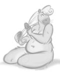  anthro breasts brush brushing brushing_hair capybara caviid curvy_figure female hair hi_res mammal monochrome nicnak044 nipples personal_grooming pinup pinup_pose pose rodent sketch solo styling_hair 