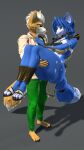 3d_(artwork) 4_toes 5_fingers 9:16 anklet anthro armor big_butt blue_body blue_fur blue_hair bottomwear bra butt canid canine carrying_another carrying_partner clothed clothed_anthro clothed_female clothed_male clothing collar crown digital_media_(artwork) feet female fingers fluffy fluffy_tail footwear fox fox_mccloud fur furgonomics gold_(metal) green_bottomwear green_clothing green_eyes green_pants green_shirt green_topwear hair headgear hi_res jacket jewelry krystal_(star_fox) loincloth looking_at_another looking_at_partner male mammal markings mohawk multicolored_body multicolored_fur necklace nintendo orange_body orange_fur pants pauldron red_fox romantic romantic_couple sandals shirt shoes short_hair smile smiling_at_another smiling_at_partner solo source_filmmaker_(artwork) star_fox tail tan_clothing tan_jacket tan_topwear tattoo teal_eyes thevestige thick_thighs tiara toes topwear tribal tribal_markings tribal_tattoo true_fox underwear vambrace white_body white_fur white_hair