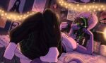  alternative_fashion amargasaurus anthro bedroom big_breasts black_hair bottomwear breasts clothed clothed_anthro clothed_female clothing dicraeosaurid dinosaur diplodocoid electronics female footwear fully_clothed fully_clothed_anthro fully_clothed_female goth green_hair hair headphones hi_res highlights_(coloring) listening_to_music long_neck music neck_spikes non-mammal_breasts pants prehistoric_species purple_body purple_scales reptile saurischian sauropod sauropodomorph scales scalie shirt smile socks solo tail topwear valerie_rodriguez_(wwcs) what_words_can't_say yeik_art 