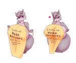  2021 anthro apron big_breasts blep blush blush_stickers breasts canid canine canis clothing digital_media_(artwork) english_text female grey_body hi_res huge_breasts mammal maria_(slickerwolf) meme mother parent piercing pink_eyes slickerwolf solo text thick_thighs tongue tongue_out wolf 