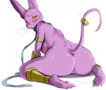  2021 anthro beerus blush breasts crossgender domestic_cat dragon_ball dragon_ball_super felid feline felis female genitals mammal mcfli mtf_crossgender nude purple_body pussy solo 