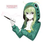  animal_hood arms_under_breasts asdf1211950 black_souls black_souls_2 bug caterpillar green_hair highres hood hoodie hookah pale_skin shisha_(black_souls) white_background 