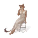  anthro breasts clothed clothing digital_media_(artwork) dress feet felid female fingers fjollettigeren fur furniture hi_res illumination_entertainment lion mammal mature_anthro mature_female pantherine ruby_calloway simple_background sing_(movie) sitting smile solo stool tail toes 