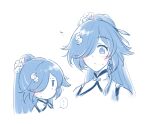  ... 1girl black_hair china_dress chinese_clothes closed_eyes closed_mouth commentary_request dress fu_hua fu_hua_(fenghuang_of_vicissitude) hair_ornament hair_over_one_eye highres honkai_(series) honkai_impact_3rd long_hair mon_momu multiple_views ponytail simple_background solo upper_body very_long_hair white_background 