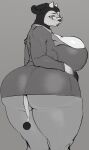  2021 anthro anthrofied big_breasts big_butt black_and_white blazer bottomwear breasts butt cleavage clothed clothing eyelashes eyewear female fur glasses hand_on_hip hi_res horn huge_breasts huge_butt miltank monochrome nightingale_(artist) nintendo open_mouth overweight overweight_anthro overweight_female pinup pok&eacute;mon pok&eacute;mon_(species) portrait pose skirt solo standing teeth thick_thighs three-quarter_portrait tight_clothing video_games 