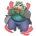  &lt;3 1:1 anthro belly blush candy canid canine canis chocolate dessert domestic_dog eyebrows food fur giftbox green_body green_fur hi_res holidays live-a-hero male mammal mokdai puss3250 slightly_chubby solo thick_eyebrows valentine&#039;s_day 
