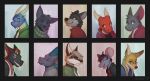  2019 ambiguous_gender anthro black_body black_fur black_hair black_nose black_scales blep blue_body blue_eyes blue_frill blue_scales brown_eyes canid canine canis cheek_tuft clothed clothing countershade_face countershade_fur countershade_scales countershading dragon ear_piercing ear_ring eyes_closed eyewear facial_tuft fangs fox fur glasses green_eyes grey_body grey_fur grey_scales grin group hair heterochromia hi_res horn itswolven jacket kerchief male mammal mouse multiple_images murid murine neck_tuft piercing pink_inner_ear portrait procyonid raccoon red_body red_eyes red_kerchief red_scales rodent scales scalie shirt smile sweater tan_body tan_fur tan_hair tan_scales tongue tongue_out topwear tuft white_body white_fur wolf yellow_body yellow_fur 