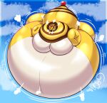 2026 air_from_mouth air_inflation ampharos anthro belly belly_expansion big_belly big_breasts big_tail black_ears black_sclera black_tail blue_sky blush body_inflation breast_expansion breasts cantielabs cloud colored digital_media_(artwork) dipstick_tail expansion female floating fwoomp generation_2_pokemon groan groaning_belly hi_res huge_belly huge_breasts huge_tail hyper hyper_belly hyper_breasts hyper_inflation hyper_tail immobile inflation markings motion_lines multicolored_body nintendo onomatopoeia pokemon pokemon_(species) red_tail_tip shaded sky solo sound_effects striped_ears striped_markings striped_tail stripes sunken_head sunken_limbs swelling tail tail_expansion tail_markings text three-quarter_view two_tone_body white_body white_eyes yellow_body yellow_ears yellow_tail
