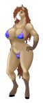  alpha_channel anthro big_breasts bikini breasts clothing curvaceous curvy_figure equid equine eyebrows female freckles_on_chest green_eyes hair hand_on_hip hooves horse hth_studios mammal navel nipple_outline simple_background solo swimwear thick_thighs transparent_background two_piece_swimsuit unknown_artist voluptuous wide_hips 