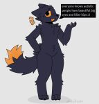3_toes 4_fingers :3 ambiguous_gender anthro arm_tuft artist_name autism belly_tuft big_tail biped black_blush black_body black_claws black_ears black_eyebrows black_eyes black_fur black_nose black_tail blush blush_lines canid canine casualties:_unknown cheek_tuft chest_tuft claws digitigrade dipstick_tail discord_(app) ear_tuft ears_back elbow_tuft english_text experiment_(scav_prototype) eyebrows facial_tuft feet fingers fluffy fluffy_chest fluffy_tail fox fur glistening glistening_eyes grey_background gunsaw gunsawian hand_on_hip hand_pawpads handpaw head_tuft hi_res hindpaw humor hybrid leg_tuft looking_aside looking_at_viewer mammal markings murid murine open_mouth orange_body orange_fur orange_sclera orange_tail_tip pawpads paws pink_pawpads pivoted_ears rat rodent shadow shoulder_tuft simple_background snaggle_tooth snout solo speech_bubble standing tail tail_markings teeth text toes tongue tuft watermark zhodholm