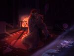  2022 anthro boots brother_(lore) brother_and_sister_(lore) canid canine carpet claw_marks claws clothed clothing destroyed_furniture detailed detailed_background duo empty_eyes female fire fireplace footwear furniture gloves hair handwear hi_res hug inside inspired_by_formal_art ivan_the_terrible_and_his_son_ivan jacklycan light light_beam living_room male mammal messy messy_room moonbeam moonlight mythological_canine mythological_creature mythology night nude painting_(object) pillow red_eyes red_hair sharp_teeth shoes sibling_(lore) sister_(lore) sitting table teeth torn_pillow twins_(lore) werecanid werecanine werecreature werewolf 