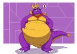  activision anthro belly big_belly chubby_cheeks claws dragon european_mythology eyewear geogrey goggles hi_res holding_belly horn male mythological_creature mythological_scalie mythology obese obese_male overweight overweight_male purple_body red_scarf scalie scarf solo spyro_the_dragon standing tail thick_thighs wings yellow_belly 