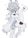 absurd_res accessory anthro bound bovid caprine chain chained clothing collar dreddy_(dreddyhypno) ear_piercing eyebrow_piercing facial_piercing furgonomics genitals goat hair hi_res hooves horn humanoid_genitalia humanoid_penis imp latex latex_clothing latex_skinsuit leg_tattoo male mammal multi_horn penis piercing red_piercing restraints silver_(metal) silver_hooves skinsuit solo spade_tail straitjacket tail tail_accessory tailband takanuri tattoo tight_clothing white_hair