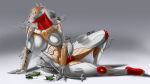 abstract_background absurd_res aircraft battleship blue_eyes breasts drqube female grey_background grey_body gun hi_res hydroplane living_machine living_ship living_vehicle living_watercraft looking_at_viewer lying_on_ground machine multicolored_body on_ground ranged_weapon red_body safe_nudity ship simple_background smile smiling_at_viewer vehicle warship watercraft weapon wood
