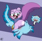 amphibian aquatic arty_(nutty_bo) axolotl blush bottomless butt clothed clothing eyewear facesitting fur glasses hi_res male male/male mammal mole_salamander nutty_bo rodent salamander sciurid simple_background sitting sitting_on_another smile tail teeth tree_squirrel wearing_glasses