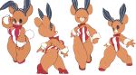  2018 4_fingers anthro bow_tie breasts brown_body bunny_costume butt clothing costume eyes_closed fake_ears fake_rabbit_ears female fingers hi_res koki leotard mammal red_high_heels smile solo thick_thighs ursid walking 