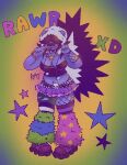 agender_(lore) alternative_fashion ambiguous_gender anthro armwear bangs beaded_jewelry beads belly belt big_breasts big_nose big_tail black_hair black_nose black_tail blue_tongue boots bottomwear breasts claws cleavage clothed clothing collar colorful_theme cute_fangs dancewear emo emo_haircut fangs fishnet_armwear fishnet_clothing fishnet_legwear fluffy footwear frilly fur hair hair_over_eyes hat headgear headwear hi_res jewelry kandi_(jewelry) leg_warmers legwear long_nails low_cut_shirt mammal mephitid microskirt miniskirt pattern_clothing pattern_footwear pattern_legwear pattern_socks periwinkle_fur playful pleated_skirt pom_poms purple_body purple_fur rainbow rainbow_background rawr raxx round_ears scene_(fashion) shirt shoes simple_background skirt skunk slightly_chubby socks solo spiked_collar spiked_tail spikes spikes_(anatomy) star star_pattern stockings striped_clothing striped_footwear striped_socks stripes studded_belt studs sweetierattie tail tank_top teeth thick_thighs thigh_highs thigh_socks thong thong_straps tongue tongue_out topwear torn_clothing torn_legwear torn_shirt torn_stockings torn_topwear tube_top tutu underwear watermark winter_hat