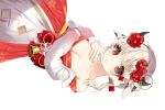  animal_ears bell breast_hold breasts cleavage cowgirl dress flowers horns nina_(pixiv31869672) no_bra original twintails white 