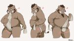 2026 anthro asian_clothing belly brown_body butt clothing east_asian_clothing eyewear fundoshi glasses hi_res japanese_clothing kemono male mammal moobs nipples overweight overweight_male raipon simple_background solo standing suid suine sus_(pig) underwear white_clothing white_fundoshi white_underwear wild_boar