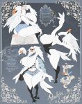 anatid anseriform anserine anthro avian big_breasts bird black_body black_skin bottomwear bra breasts cleavage clothed clothing dullvivid english_text feather_hair feathers female hi_res hotpants huge_breasts leotard mask model_sheet pseudo_hair purse shorts solo swan text underwear white_body white_feathers