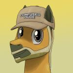1:1 2026 absurd_res adobe_photoshop_(artwork) ambiguous_form artist_logo beard ben_potter ben_trotter black_ears black_lips black_markings blonde_beard blonde_facial_hair blonde_mane blonde_mustache brown_baseball_cap brown_beard brown_clothing brown_eyebrows brown_facial_hair brown_hat brown_headwear closed_smile clothing colored digital_drawing_(artwork) digital_media_(artwork) earth_pony english_description english_text equid equine eyebrows facial_hair facial_markings gradient_background hasbro hat head_markings headgear headshot_portrait headwear hi_res horse light lighting lips logo looking_at_viewer male mammal mane markings mouth_closed multicolored_beard multicolored_facial_hair mustache my_little_pony ponification pony portrait real_world short_mane simple_background skywater smile smiling_at_viewer solo text text_on_baseball_cap text_on_clothing text_on_hat text_on_headwear thick_bottom_lip two_tone_beard two_tone_facial_hair yellow_background