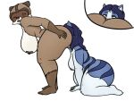  anal anthro anthrofied big_breasts big_butt blue_body blue_eyes blue_fur blue_hair breasts brown_body brown_fur butt chubby_female crossgender digital_media_(artwork) domestic_cat dreamworks duo fan_character felid feline felis female female/female fur hair looking_at_viewer mammal mature_anthro mature_female nipples nude open_mouth oral over_the_hedge oystercatcher7 procyonid raccoon rimming rj_(over_the_hedge) sex simple_background slightly_chubby thick_thighs tongue wide_hips 