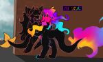  4_arms absurd_res anthro black_body blood bodily_fluids character_request claw_marks colored_fire colored_outline dialogue dragon duo female fire flaming_head flaming_tail forced genitals gradient_penis hair halo hi_res holding_up_other_character horn kaydelas language_barrier long_hair male male/female multi_arm multi_limb mythological_creature mythological_scalie mythology orange_penis penetration penis pinned pinned_to_wall public public_sex purple_penis rape scalie sex tail unknown_species vaginal vaginal_penetration ve3_(artist) 
