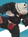 2025 3:4 4_toes 5_fingers anthro areola bear biped black_body black_bracelet black_claws black_clothing black_ears black_fur black_nose black_shirt black_tank_top black_topwear blue_background bracelet bulge claws clothed clothed_anthro clothed_male clothing collar detailed_bulge digit_ring digital_media_(artwork) feet finger_claws fingers fug@9 fur giant_panda glistening glistening_body glistening_clothing glistening_underwear hindpaw jewelry male male_anthro mammal mihoyo moobs multicolored_body multicolored_clothing multicolored_fur multicolored_underwear musclegut muscular muscular_anthro muscular_male nipples open_mouth overweight overweight_anthro overweight_male pan_yinhu pantsless pantsless_anthro pantsless_male pawpads paws pink_areola pink_nipples pink_pawpads red_clothing red_underwear shirt simple_background solo tank_top teeth toe_claws toes topwear two_tone_body two_tone_clothing two_tone_fur two_tone_underwear underwear white_background white_body white_clothing white_fur white_underwear zenless_zone_zero