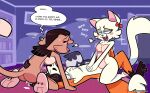 2_tails anthro anthro_on_anthro anthro_penetrated anthro_penetrating anthro_penetrating_anthro apartment areola belly big_breasts black_body black_foot black_fur black_hair black_hands black_mask blue_eyes blush blush_lines bodily_fluids bookshelf bow_(feature) breast_play breast_suck breasts breath brown_body brown_fur canid canine chest_tuft cum dialogue dipstick_tail domestic_cat door drooling egyptian ejaculation english_text facial_hair felid feline felis female fingering fox fox_tail fur fur_markings furniture genital_fluids gloves_(marking) grey_body grey_fur group group_sex hair hi_res hybrid male male/female mammal markings multi_tail mustache nane_mau nipple_fetish nipple_play nipple_suck nipples nude nude_anthro nude_female nude_male one_fang open_door panting penetration pink_areola pink_belly pink_breasts pink_nipples procyonid raccoon raccoon_tail red_bow renee_(joshdamn23) rick2tails saliva sex speech_bubble sucking sweaty_head tail tail_markings text threesome trio tuft vaginal vaginal_fingering vaginal_penetration werecat werecreature werefelid werefeline white_belly white_body white_fur white_tail_tip yourhardnerdcollector