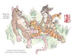 anal animal_genitalia animal_penis anthro aroused balls big_balls bodily_fluids cum cum_in_ass cum_inside cum_on_body cum_on_ground dialogue domestic_cat erection felid feline feline_genitalia feline_penis felis fellatio fennec_(artist) genital_fluids genitals grass group gustav_gondasa_(kristala) humping knot kristala_(game) male male/male mammal multiple_orgasms murid murine neil_of_nisar_(kristala) on_grass on_ground oral orgasm painting_(artwork) penile penis plant player_character rat rodent sex size_difference surprised text touch_grass traditional_media_(artwork) trio watercolor_(artwork)