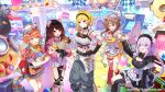  5girls ^_^ ahoge android animal_ears apron arcade artist_request asymmetrical_legwear black_collar black_dress black_gloves black_hairband black_socks black_thighhighs blonde_hair blue_pants bone_hair_ornament braid brown_hair cat_ears cat_girl cat_tail closed_eyes collar commentary_request confetti crop_top crossed_bangs detached_collar detached_sleeves dress earrings feather_earrings feathers frilled_apron frilled_dress frills gingham_clothes gingham_dress gloves gradient_hair green_feathers green_hair hair_between_eyes hair_flaps hair_ornament hairband hand_on_own_hip highres hololive hololive_dreams hololive_english hololive_indonesia indoors inugami_korone jacket jersey_maid jewelry kaela_kovalskia kfp_employee_(takanashi_kiara) kneehighs long_hair long_sleeves looking_at_another low_twin_braids maid maid_headdress mechanical_hands mechanical_legs midriff multicolored_hair multiple_girls navel neck_ribbon nekomata_okayu official_alternate_costume official_art orange_hair pants pink_jacket pink_socks pink_thighhighs pleated_dress puffy_long_sleeves puffy_short_sleeves puffy_sleeves purple_eyes purple_hair purple_jacket red_dress red_eyes ribbon roboco-san robosaa_(roboco) second-party_source shoes short_dress short_sleeves shorts shorts_under_dress single_detached_sleeve single_kneehigh single_sock single_thighhigh sitting sneakers socks standing swept_bangs tail takanashi_kiara tank_top thighhighs twin_braids unconventional_maid uneven_legwear virtual_youtuber visor_cap waist_apron waitress white_apron white_dress white_tank_top yellow_dress yellow_eyes yellow_shorts 