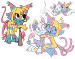  ! 2girls :3 :d ^_^ animal_ears arms_at_sides bare_legs baseball_bat bead_bracelet beads bent_over black_eyes black_mouth blonde_hair blue_fur blue_hair blue_horns blue_leg_warmers blunt_bangs blunt_ends blunt_sidelocks blush_stickers bracelet cat_ears cat_girl cheek-to-cheek claws closed_eyes closed_mouth colored_skin commentary cup dandy's_world dress english_commentary fewer_digits fingerless_gloves flat_chest flipped_hair full_body furry furry_female gloves hair_between_eyes heads_together highres horns hug imminent_kiss interlocked_fingers jewelry kneeling leg_warmers looking_ahead looking_at_another looking_up marshmarush multicolored_hair multiple_girls multiple_tails multiple_views neck_ruff no_eyebrows no_nose notice_lines official_alternate_color official_alternate_costume open_mouth own_hands_clasped own_hands_together pink_fur pink_hair pink_horns pink_ribbon pink_shoes pink_skin pink_tail pout purple_dress purple_ribbon ribbon roblox scar_across_eyes scraps_(dandy's_world) sharp_teeth shoes short_dress short_hair sidelocks simple_background single_blush_sticker sitting sleeveless sleeveless_dress smile speech_bubble standing streaked_hair striped_fur striped_horns tail tail_ornament tail_ribbon tareme teeth thought_bubble u_u upper_teeth_only wall-eyed white_background white_shoes white_skin wide-eyed yatta_(dandy's_world) yellow_fur yellow_skin yuri 