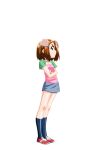  1girl :t anger_vein animal_ears black_socks blue_skirt bob_cut brown_eyes brown_hair camisole closed_mouth crossed_arms dog_ears extra_ears flat_chest floppy_ears from_side full_body game_asset hair_ornament hairclip highres large_variant_set layered_clothes mahotama maki_daikichi miniskirt official_art pencil_skirt pink_camisole profile red_shoes sakuragi_chisa shirt shoes short_hair short_sleeves side_slit simple_background skirt socks standing swept_bangs t-shirt third-party_source transparent_background variant_set visual_novel_cg 