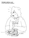  2023 anthro black_and_white canid canine canis clothing collar collar_tag comic domestic_dog english_text eyebrow_through_hair eyebrows female floppy_ears freddy_got_fingered gaydottiff hair half-closed_eyes mammal monochrome narrowed_eyes pen shelley_(gaydottiff) shirt simple_background snout solo standing t-shirt text text_on_clothing text_on_shirt text_on_topwear topwear trans_(lore) trans_woman_(lore) translucent translucent_hair white_background 