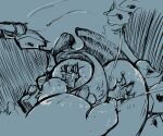  anthro balls bodily_fluids carriontrickster claws dinosaur dromaeosaurid genitals hi_res male microraptor mouth nude open_mouth oral_vore penis prehistoric_species reptile saurischian scales scalie size_difference solo tail teeth theropod tongue vore 