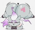  2026 absurd_res bedroom_eyes big_butt butt butt_markings cheek_tuft closed_smile eyebrows eyelashes eyeshadow facial_tuft female feral fur generation_8_pokemon grey_body grey_fur half-closed_eyes heart_(marking) heart_symbol hi_res hisuian_form hisuian_zorua looking_at_viewer luanctoons makeup markings motion_lines mouth_closed narrowed_eyes neck_tuft nintendo pink_eyes pokemon pokemon_(species) pupils quadruped regional_form_(pokemon) seductive smile solo tuft white_heart white_pupils white_sclera 