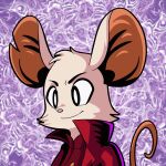  abstract_background animated clothing female fur jacket mammal mina_(mina_the_hollower) mina_the_hollower mouse mouse_tail murid murine pink_nose pngtuber popped_collar purple_background red_clothing red_jacket red_topwear rodent simple_background smile solo topwear trevor-fox white_body white_fur yacht_club_games 
