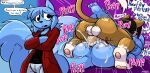  2026 anthro anthro_on_anthro anthro_penetrated anthro_penetrating anthro_penetrating_anthro ball_tuft balls big_penis black_eyes black_hair black_nose black_vulva blue_body blue_fur blue_hair blush bodily_fluids bottomwear breasts brown_body brown_fur buckteeth butt cleavage clothed clothing crossed_arms cum cum_from_vagina cum_in_vagina cum_inside cum_on_butt cum_on_penis cum_splatter dialogue domestic_cat duo english_text erection felid feline felino felis female female_penetrated from_front_position fur genital_fluids genitals hair heart_symbol hi_res interspecies jacket leg_markings leg_wrap legs_around_partner legs_up lettuce_(lettuce) lying male male/female male_penetrating male_penetrating_female mammal markings mating_press missionary_position moan on_back open_clothing open_jacket open_topwear pants pawpads penetration penis peter_(felino) pink_pawpads purring red_clothing red_jacket red_topwear rodent sciurid sex socks_(marking) speech_bubble tan_penis teeth text topwear tree_squirrel tuft vulva white_balls white_body white_bottomwear white_clothing white_fur white_pants 